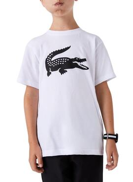 Camiseta Lacoste Sport Cocodrilo para Niño Blanca