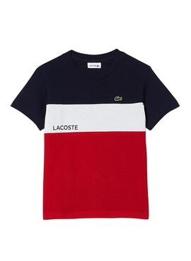 Camiseta Lacoste Color Block para Niño Marina