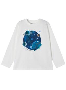 Camiseta Mayoral Planetas para Niño Blanca