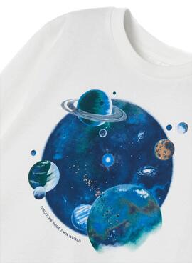 Camiseta Mayoral Planetas para Niño Blanca