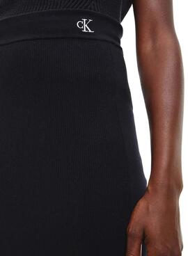 Falda Calvin Klein Midi Punto para Mujer Negra