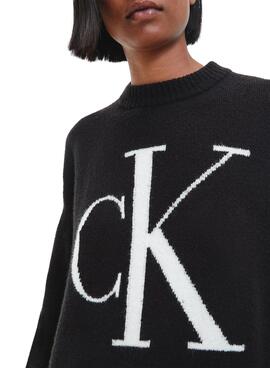 Jersey Calvin Klein Chenilla Suave Mujer Negro
