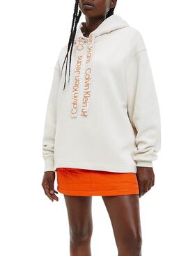 Sudadera Calvin Klein Oversized para Mujer Beige