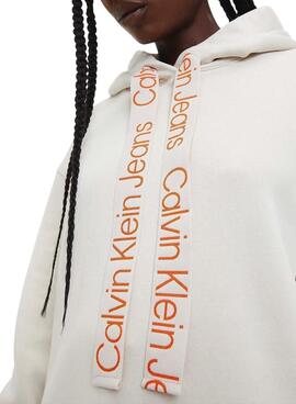 Sudadera Calvin Klein Oversized para Mujer Beige