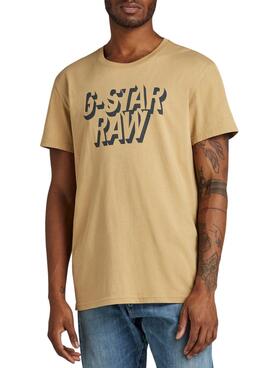 Camiseta G-Star Retro Shadow para Hombre Beige