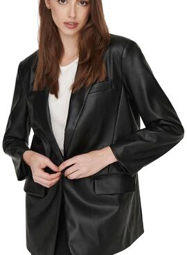 Blazer Only Lana Polipiel para Mujer Negra