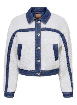 Chaqueta Only Anna Mix Teddy para Mujer Blanca