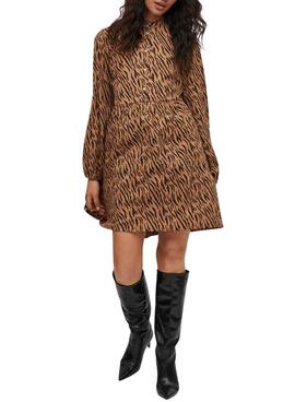 Vestido Vila Vifreda Animal Print para Mujer Camel