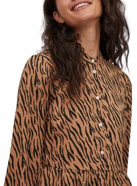 Vestido Vila Vifreda Animal Print para Mujer Camel