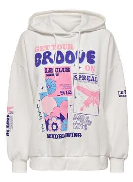 Sudadera Only Bloom Oversize para Mujer Blanca