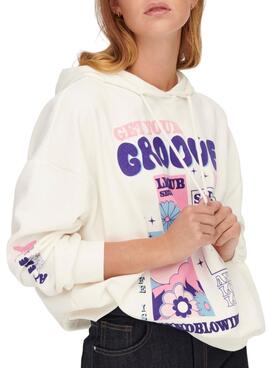 Sudadera Only Bloom Oversize para Mujer Blanca