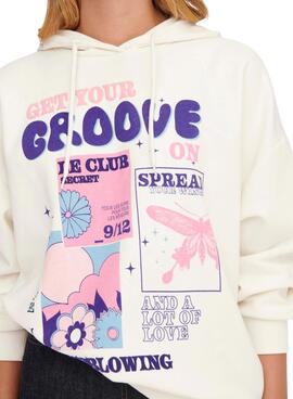 Sudadera Only Bloom Oversize para Mujer Blanca