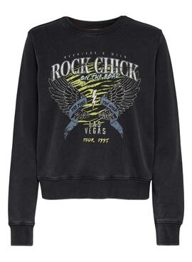 Sudadera Only Lucinda Rock Chick para Mujer Negra