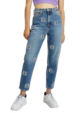 recuperar Dempsey Precioso Pantalón Vaquero Tommy Jeans Mom Logos Para Mujer