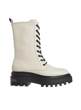 Botas Calvin Klein Piel Plataforma Mujer Blancas