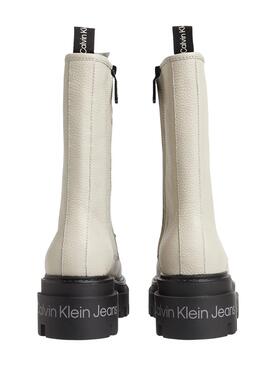 Botas Calvin Klein Piel Plataforma Mujer Blancas