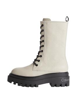 Botas Calvin Klein Piel Plataforma Mujer Blancas