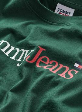 Camiseta Tommy Jeans Essential Logo Hombre Verde