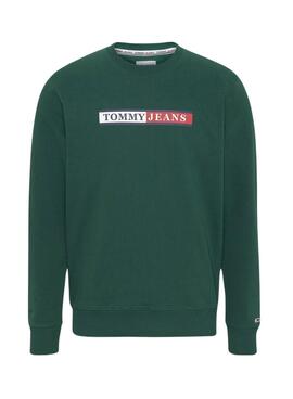 Sudadera Tommy Jeans Basic Graphic Hombre Verde