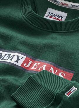 Sudadera Tommy Jeans Basic Graphic Hombre Verde