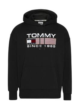 Sudadera Tommy Jeans Athletic Logo Hombre Negra
