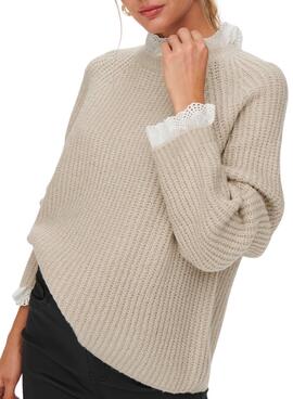 Jersey Only Cila Puntilla para Mujer Beige