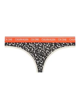 Tanga Calvin Klein Distorted Animal Mujer Negra