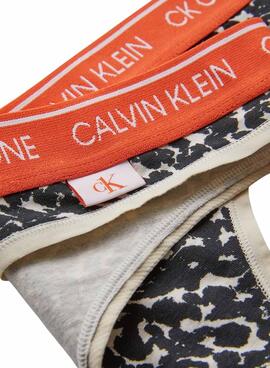 Tanga Calvin Klein Distorted Animal Mujer Negra