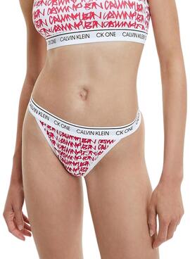 Braga Calvin Klein Logo Print Mujer Rojo y Blanco