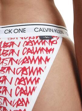 Braga Calvin Klein Logo Print Mujer Rojo y Blanco