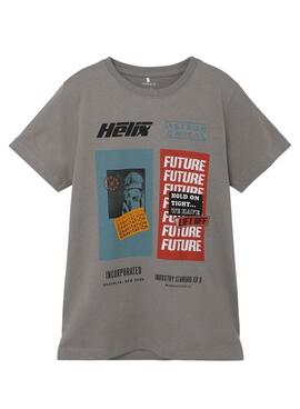 Camiseta Name It Nakim Future para Niño Gris
