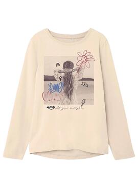 Camiseta Name It Vix Manga Larga Niña Beige