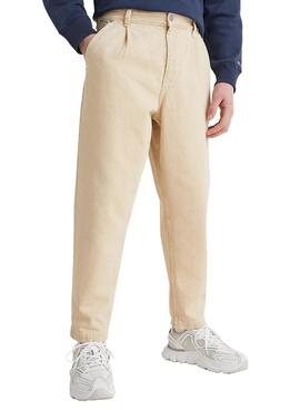 Pantalón Tommy Jeans Chino Cónico Hombre Beige