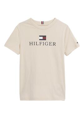 Camiseta Tommy Hilfiger Logo para Niño Beige