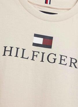 Camiseta Tommy Hilfiger Logo para Niño Beige