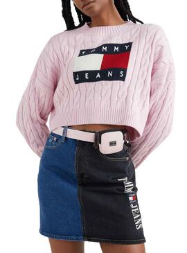 Jersey Tommy Jeans Center Flag Para Mujer Rosa