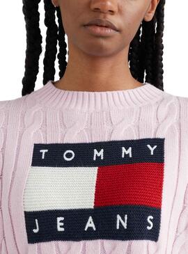 Jersey Tommy Jeans Center Flag Para Mujer Rosa