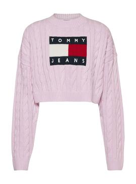 Jersey Tommy Jeans Center Flag Para Mujer Rosa