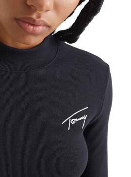 Camiseta Tommy Jeans Baby Signature Mujer Negro