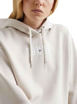 Sudadera Tommy Jeans Relaxed Logo para Mujer Beige