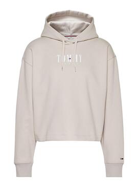 Sudadera Tommy Jeans Relaxed Logo para Mujer Beige