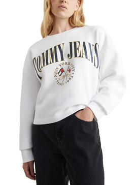 Sudadera Tommy Jeans Crop Relaxed Mujer Blanca