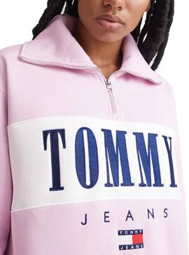 Vestidos Tommy Jeans Semi Zip para Mujer Rosa