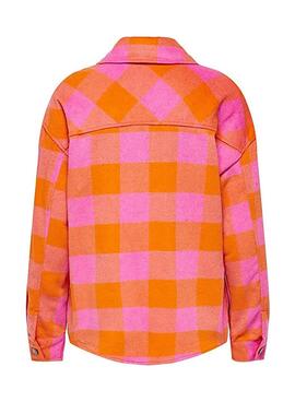 Sobrecamisa Only Marsala Check Mujer Rosa 