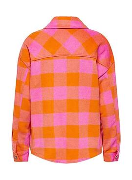 Sobrecamisa Only Marsala Check Mujer Rosa 