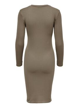 Vestido Only Gwen Midi Manga Larga Mujer Verde