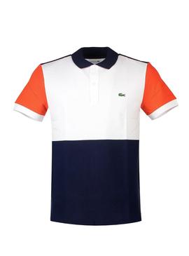 Polo Lacoste Franjas Blanco Hombre