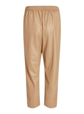 Pantalón Vila Vinille Polipiel para Mujer Camel