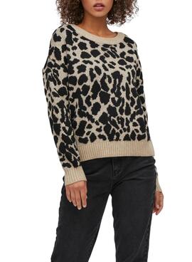 Jersey Vila Viril Estampado para Mujer Beige