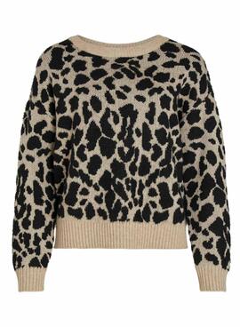 Jersey Vila Viril Estampado para Mujer Beige